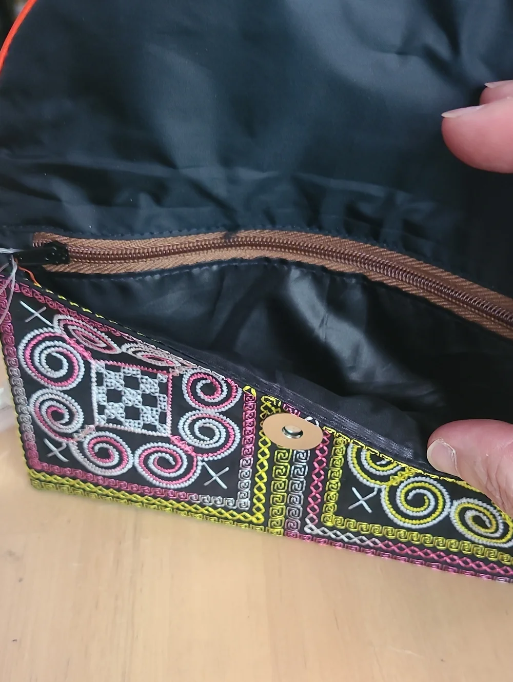 Hand-Embroidered Multicolor Envelope Wallet - Ethnic Pattern
